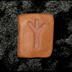 Rune Celtique d'Argile Rouge "Algiz-Elhaz" - Sant�, Force, �veil