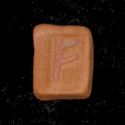 Rune Celtique d'Argile Rouge "Fehu-Feoh" - Richesse & Succ�s