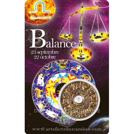 Carte Zodiaque BALANCE + Médaille Roue de l'Horoscope Carte Zodiaque BALANCE + Médaille Roue de l'Horoscope