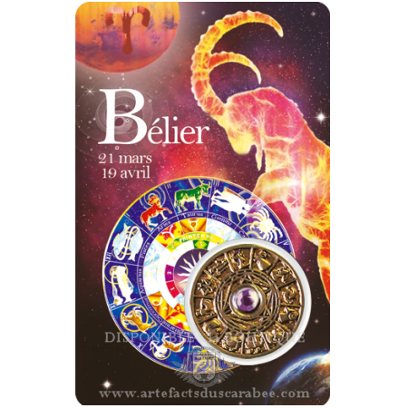 Carte Zodiaque BÉLIER + Médaille Roue de l'Horoscope Carte Zodiaque BÉLIER + Médaille Roue de l'Horoscope