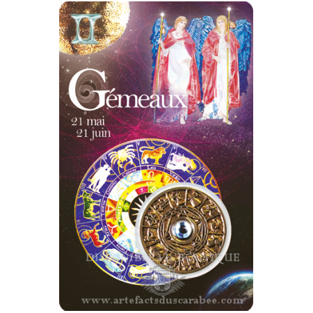 Carte Zodiaque GÉMEAUX + Médaille Roue de l'Horoscope Carte Zodiaque GÉMEAUX + Médaille Roue de l'Horoscope