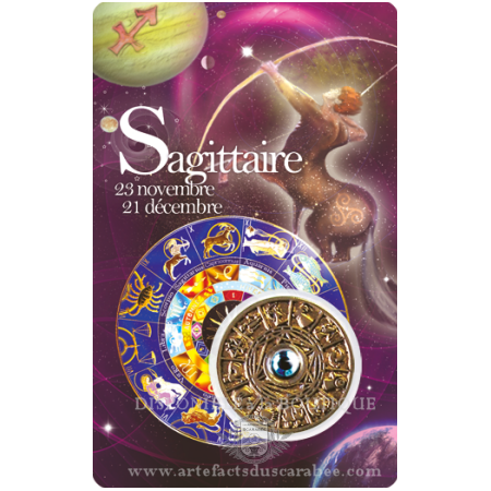 Carte Zodiaque SAGITTAIRE + Médaille Roue de l'Horoscope Carte Zodiaque SAGITTAIRE + Médaille Roue de l'Horoscope