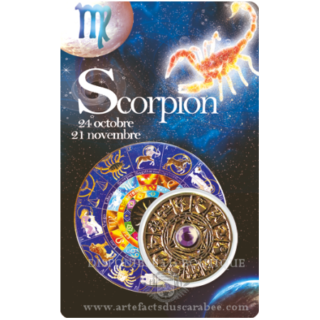 Carte Zodiaque SCORPION + Médaille Roue de l'Horoscope