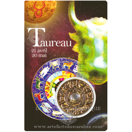 Carte Zodiaque TAUREAU + Médaille Roue de l'Horoscope Carte Zodiaque TAUREAU + Médaille Roue de l'Horoscope
