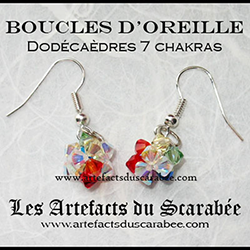 Boucles d'Oreille Dodécaèdres en Cristal Swarovski "7 Chakras"