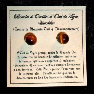 Boucles d'Oreilles d'Oeil de Tigre (Billes de 6mm)