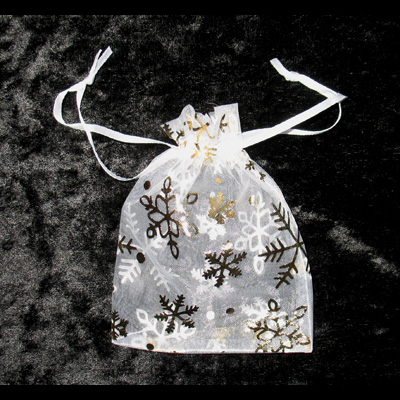 Pochette d'Organza "Flocons Magiques" - (09x12cm)