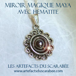Miroir Magique Maya d'Hématite -Magnétisme, Protection de l'Aura