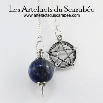 Pendule Séphoroton de Lapis Lazuli + Pentagramme (Protection)