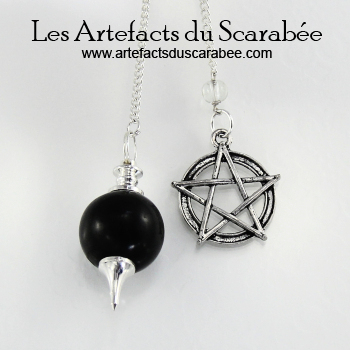 Pendule Séphoroton d'Onyx Noir + Pentagramme (Protection)