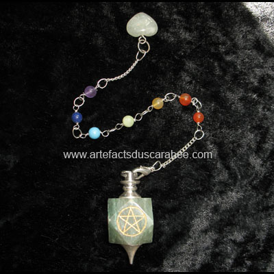 Pendule "7 Chakras" d'Aventurine Facett� + Pentagramme