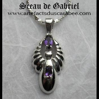 PENDENTIF SCEAU DE GABRIEL - Argent 925 + Am�thystes