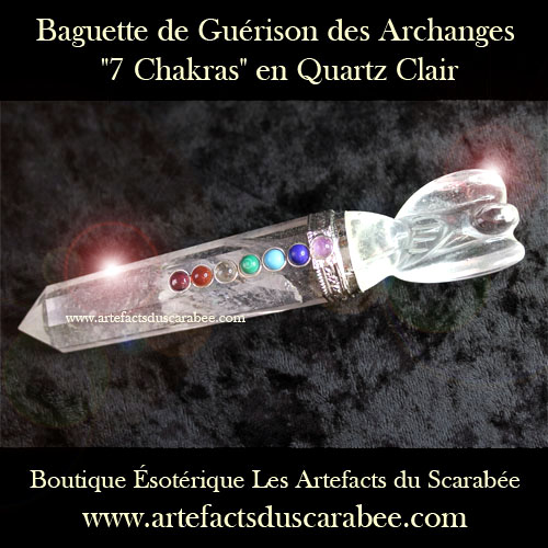 A- Baguette de Guérison des Archanges "7 Chakras" + Quartz Clair