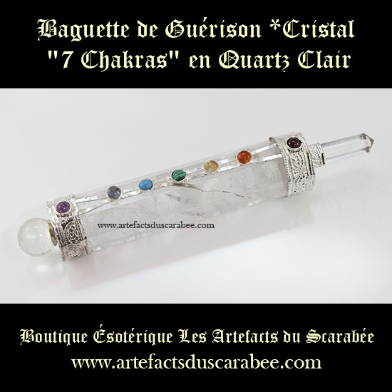 A- Baguette de Guérison *Classique "7 Chakras" + Quartz Clair