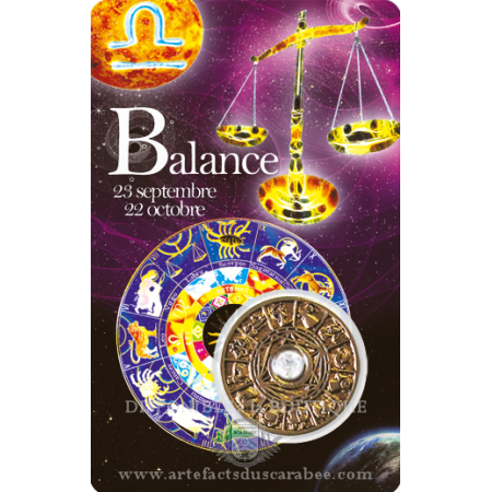 Carte Zodiaque BALANCE + Médaille Roue de l'Horoscope