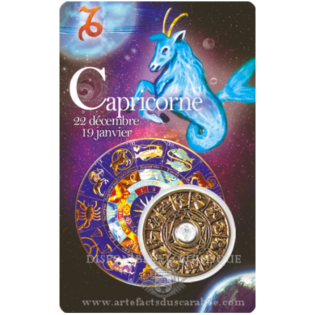 Carte Zodiaque CAPRICORNE + Médaille Roue de l'Horoscope