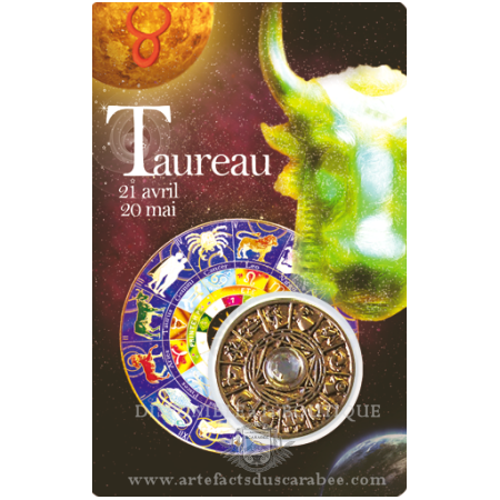 Carte Zodiaque TAUREAU + Médaille Roue de l'Horoscope