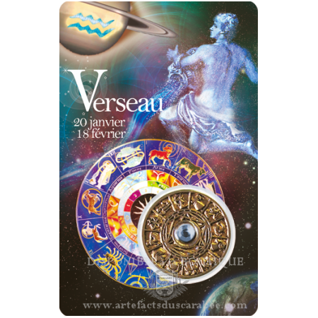 Carte Zodiaque VERSEAU + Médaille Roue de l'Horoscope