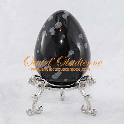 Oeuf d'Obsidienne Flocons de Neige ± 125g - Équilibre-Guidance Oeuf d'Obsidienne Flocons de Neige ± 125g - Équilibre-Guidance