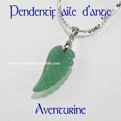 Pendentif *Aile d'Ange d'Aventurine (Abondance et +) -Arg925 Pendentif *Aile d'Ange d'Aventurine (Abondance et +) -Arg925