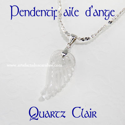 Pendentif *Aile d'Ange de Quartz Clair (Énergie et +) -Arg925 Pendentif *Aile d'Ange de Quartz Clair (Énergie et +) -Arg925