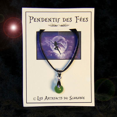 Pendentif des Fées - Bille 6mm d'Aventurine -Abondance, Argent