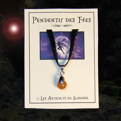 Pendentif des Fées - Bille 6mm de Cornaline -Ancrage, Dynamisme