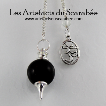 Pendule Séphoroton d'Onyx Noir + Om (Vibration Primordiale) Pendule Séphoroton d'Onyx Noir + Om (Vibration Primordiale)