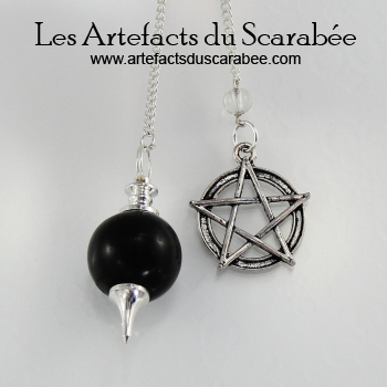 Pendule Séphoroton d'Onyx Noir + Pentagramme (Protection) Pendule Séphoroton d'Onyx Noir + Pentagramme (Protection)